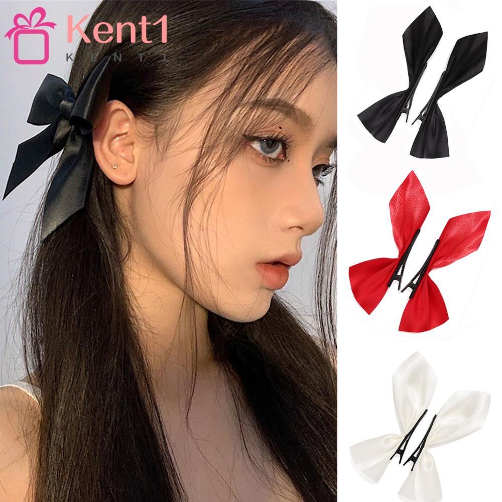 KENT1 Bộ 2 Kẹp Tóc Nơ Dễ Thương Cho Nữ