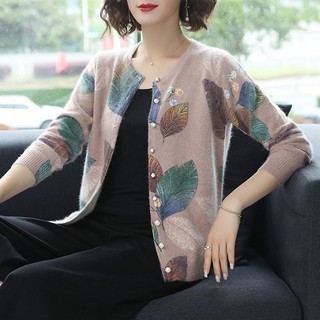  Áo Khoác Cardigan Dệt Kim Mỏng Dáng Ngắn Thời Trang Cho Phụ Nữ Trung Niên 