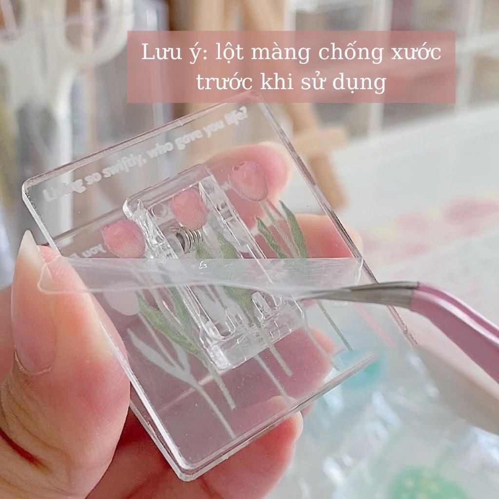 Kẹp giấy mica trong suốt hình bông hoa Tu.Lip KG01 KAMI, kẹp tài liệu