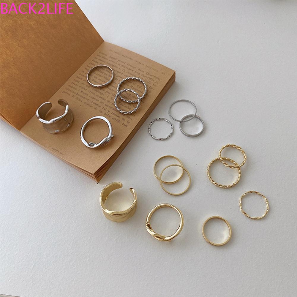 BACK2LIFE Set 8 Nhẫn Thiết Kế Đơn Giản Cá Tính Cho Nữ