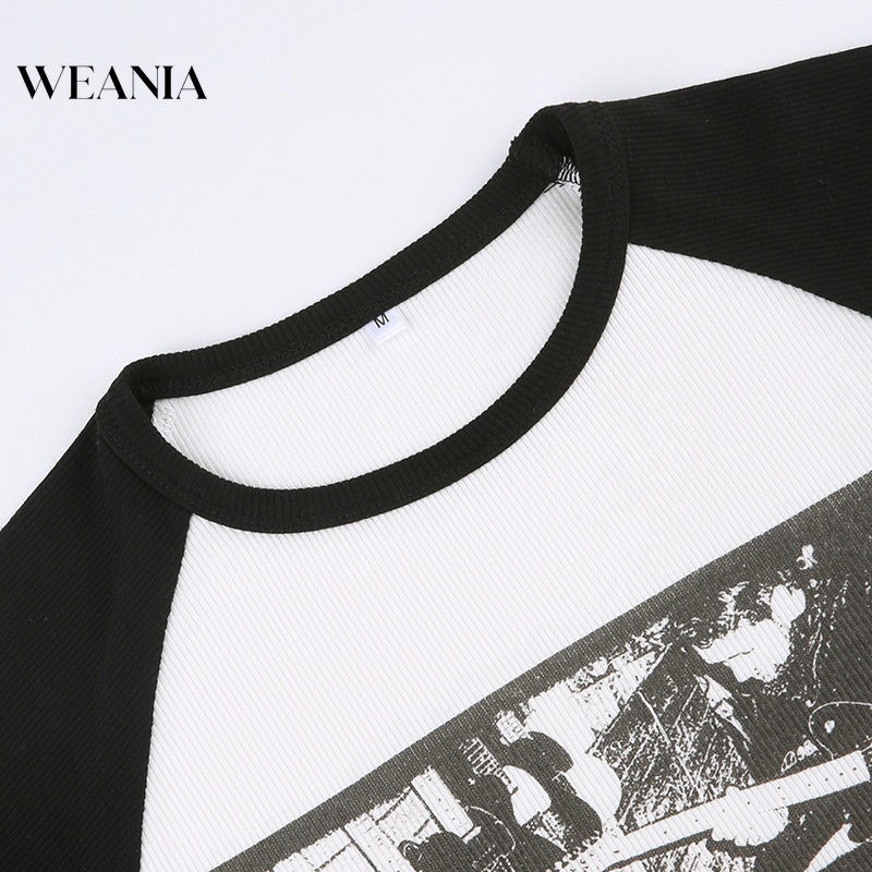 Áo Thun Cotton Tay Dài In Họa Tiết Khối Màu Sắc Thời Trang Cho Nữ