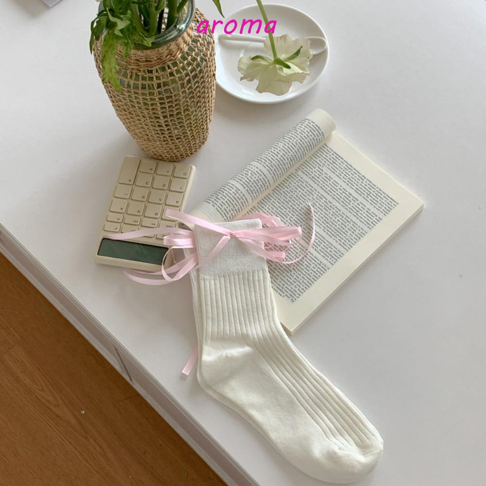 AROMA Vớ Cotton Phối Ren Mỏng Phong Cách Lolita Dễ Thương Cho Bé Gái