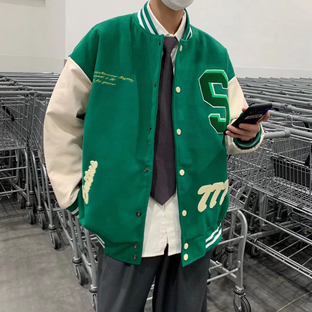 Áo Khoác Bóng Chày Dáng Rộng Thời Trang Xuân Thu Phong Cách Hồng Kông Cá Tính Cho Nam