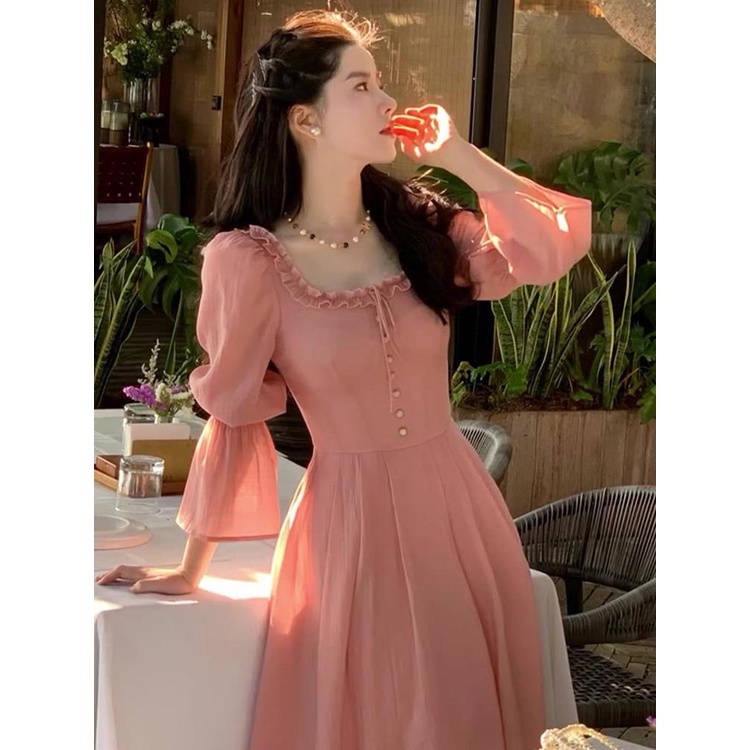 Đầm Hồng Thời Trang Pháp 2023 Mới Mẻ Nữ Tính Ngọt Ngào