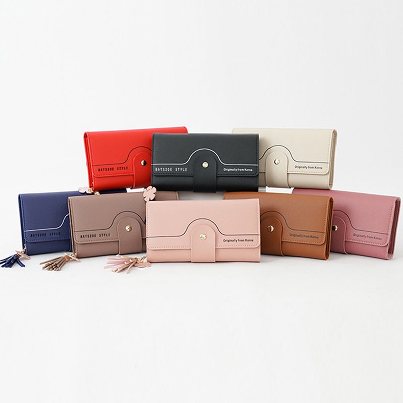 Ví Dài Cầm Tay Viền Tua Rua Chữ Cánh Hoa Hình Học Cho Nữ