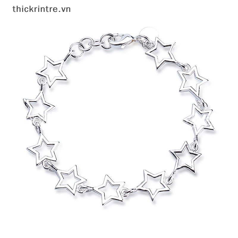 Vòng Đeo Tay Hình Ngôi Sao Năm Cánh Bằng Hợp Kim Màu Bạc Thời Trang Cho Nữ