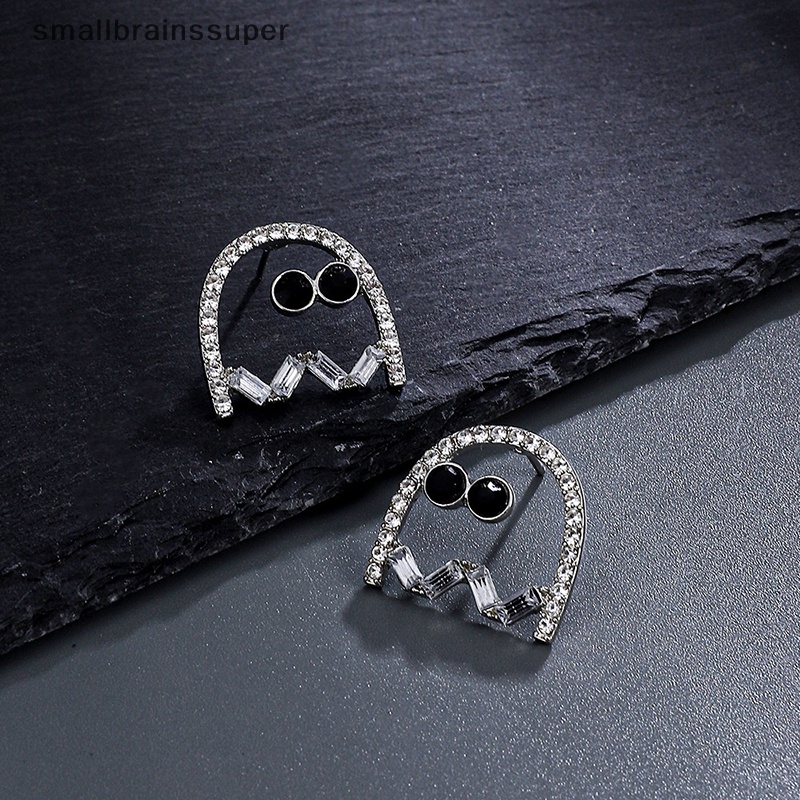 1 Đôi Bông Tai Hình Con Ma Màu Đen Đính Kim Cương Giả Dùng Hóa Trang Halloween Dành Cho Nữ SBS