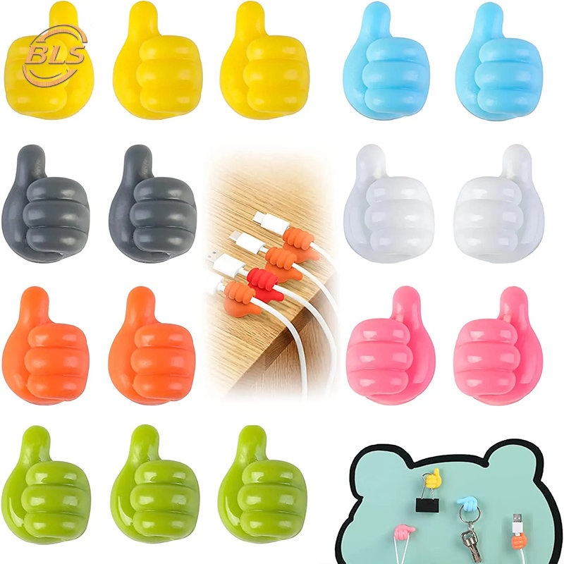 Set 1 / 4 Móc Treo Dây Cáp Sạc Gắn Tường Tự Dính Bằng PVC Mini Tiết Kiệm Không Gian