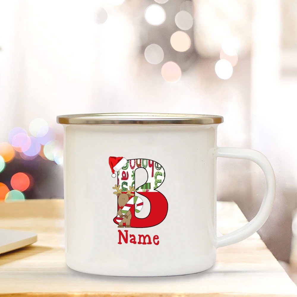 Cốc Cà Phê Bằng Thép Không Gỉ Tráng Men 26 Ngăn In Tên Tùy Chỉnh Cá Nhân Dịp Giáng Sinh