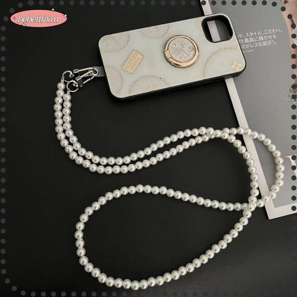 BEBETTERM Ốp Điện Thoại Nhựa Có Dây Đeo Chéo Ngọc Trai Chống Thất Lạc