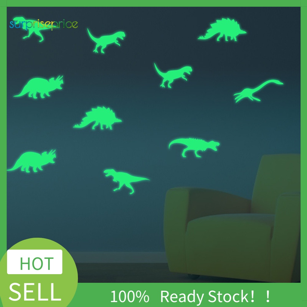 Bộ 9 Miếng Dán Tường Dạ Quang Hình Khủng Long Sáng Tạo Trang Trí Phòng Trẻ Em