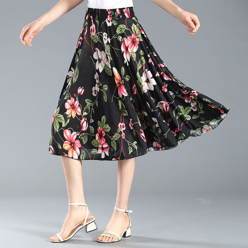 Chân Váy Chữ A Lưng Thun Co Giãn Thời Trang Mùa Hè Mới 2023 Cho Nữ Trung Niên