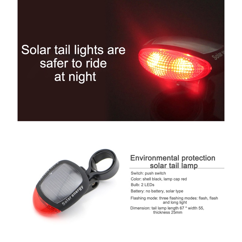 ⚡Còn Hàng⚡Đèn Hậu Xe đạp Năng Lượng Mặt Trời Đèn Cảnh Báo đi Xe Ban đêm Đèn Hậu Xe đạp   Bị đi Xe đạp Leo Núi Ba Chế độ Đèn Hậu Xe đạp Năng Lượng Mặt Trời