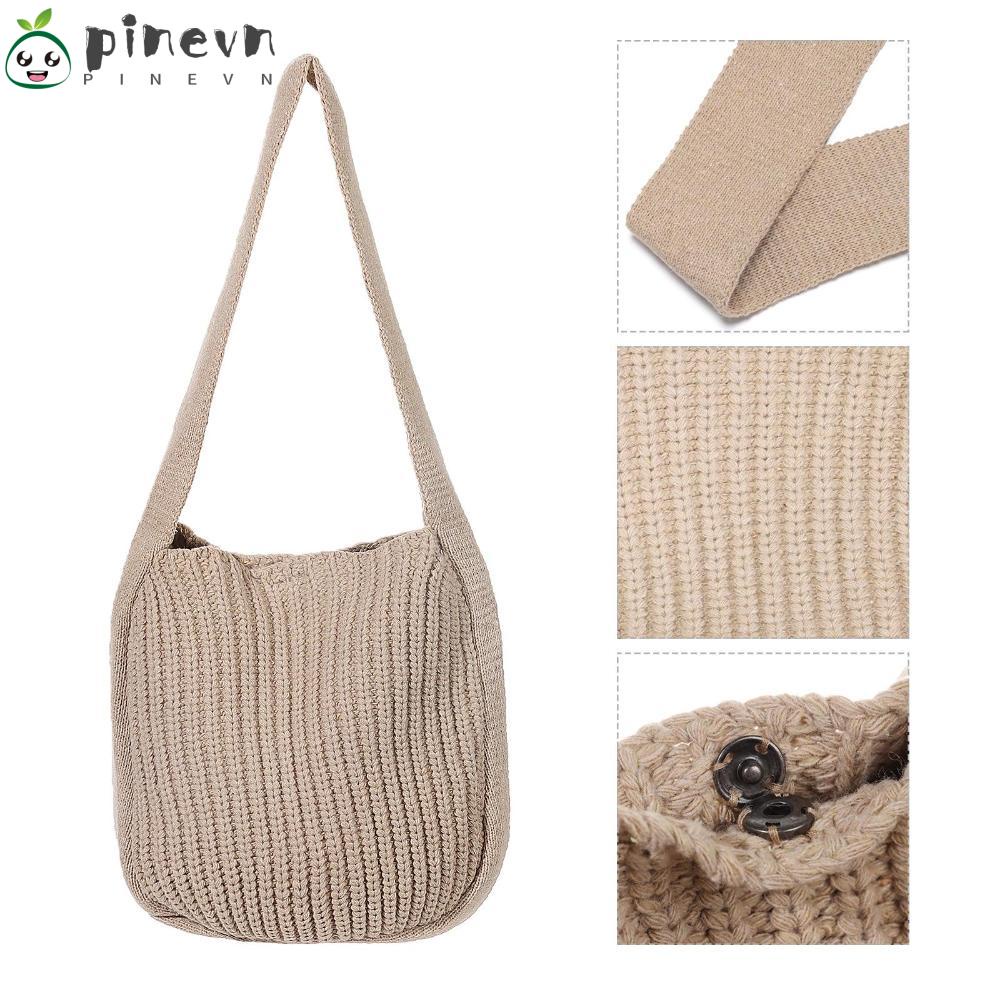 PINEVN Túi Xách Nữ Đan Len Ngăn Chứa Rộng Thời Trang