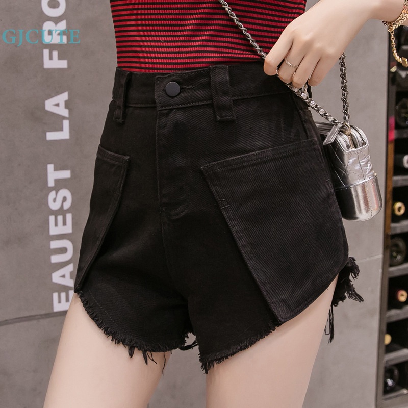 Quần Short Denim Lưng Cao Dáng Chữ A Ống Rộng Thời Trang Mùa Hè Cho Nữ