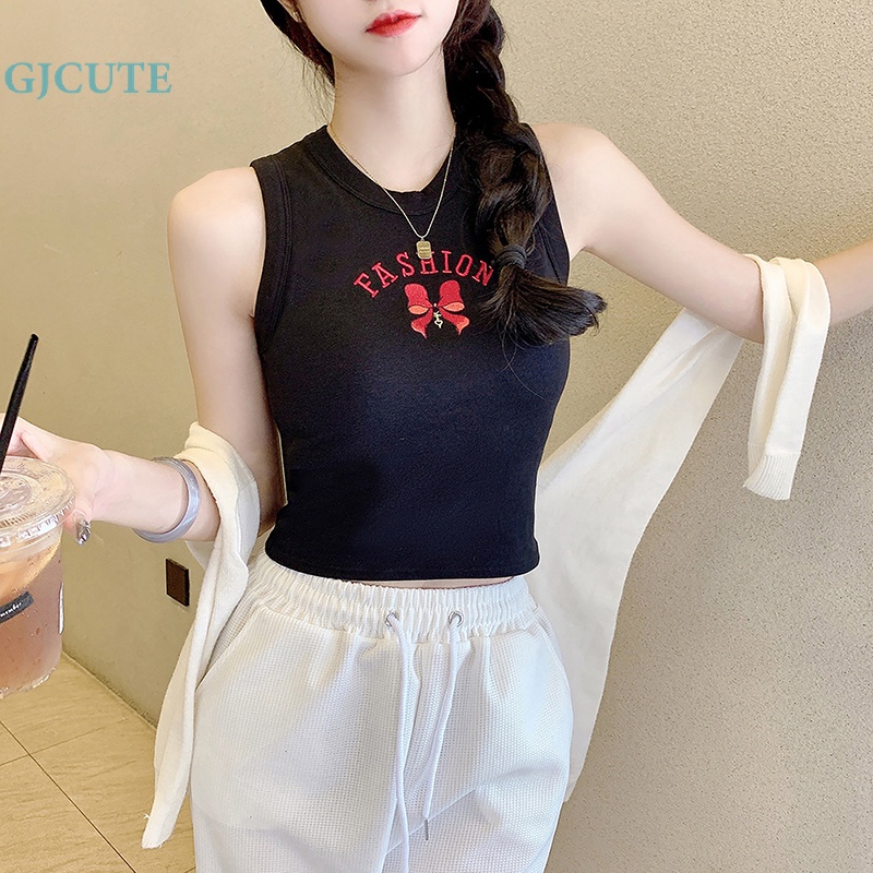 Áo Hai Dây Cổ Tròn Thêu Chữ Thời Trang Mùa Hè Dành Cho Nữ