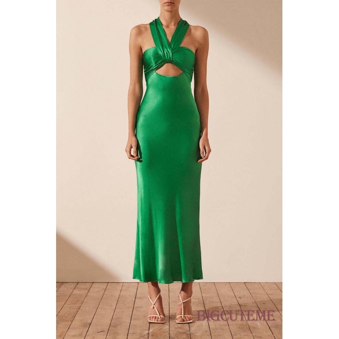 Đầm Dài Không Tay Hở Vai Màu Sắc Thời Trang Dành Cho Nữ