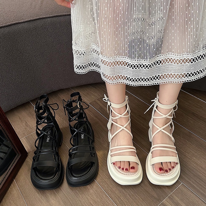 Giày Sandal Đế Phẳng Phong Cách Preppy Mùa Hè Kiểu Dáng Mới Có Khóa Cài Dày Dặn Cho Nữ RSVP