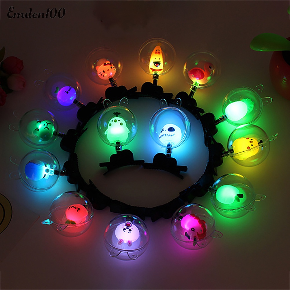 Kẹp Tóc Hình Búp Bê Hoạt Hình Có Đèn LED Trong Suốt