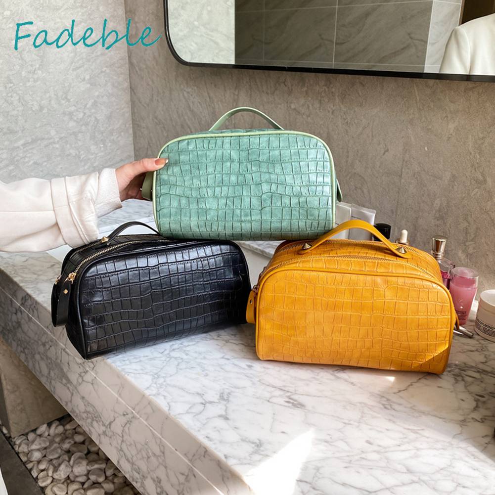 Set 2 Túi Đựng Mỹ Phẩm Bằng PU Sức Chứa Lớn Tiện Dụng Cho Nữ