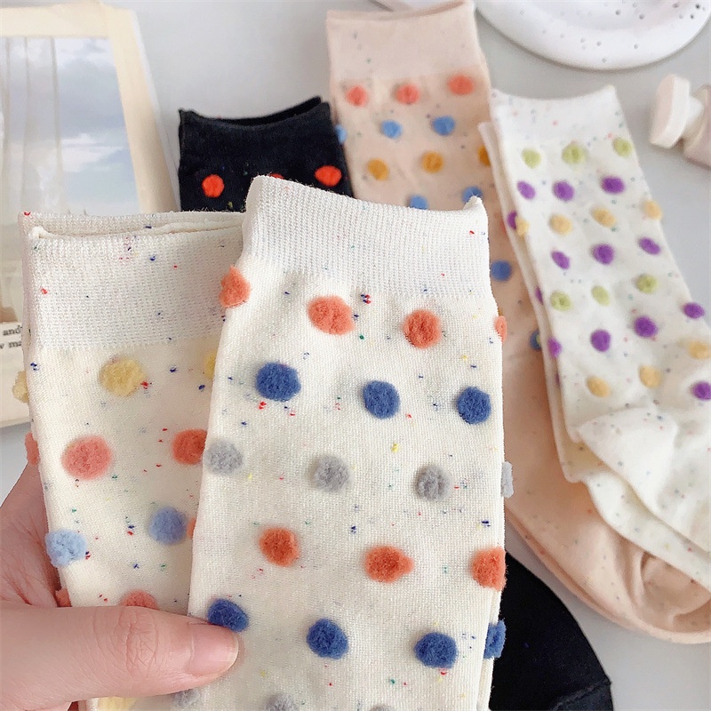 Vớ Cổ Vừa Họa Tiết Chấm Bi Ba Chiều Đơn Giản Thời Trang Xuân Hè Dành Cho Nữ