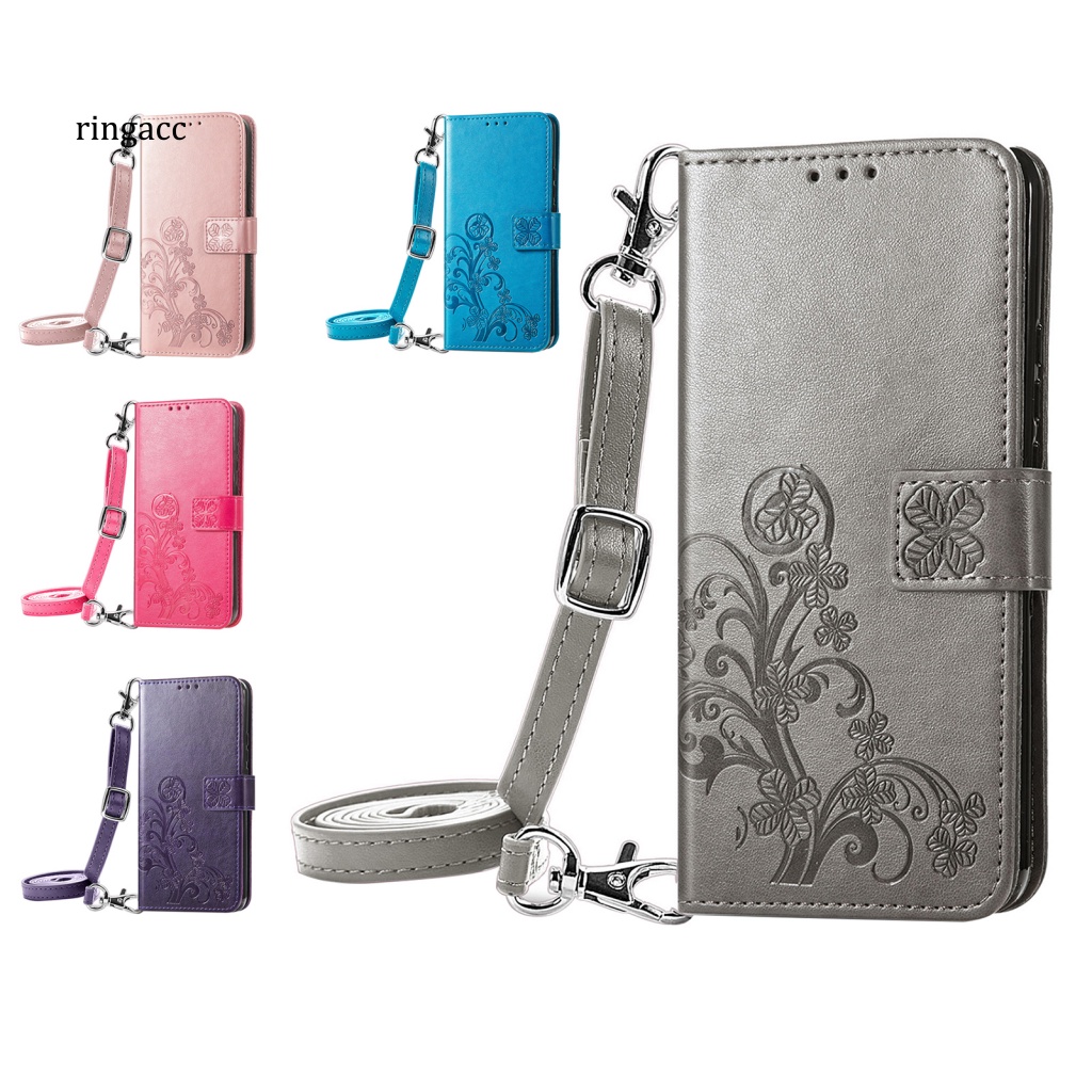 Bao Da Điện Thoại Màu Trơn Dạng Ví Nắp Lật + Dây Đeo Vai Cho iPhone 13