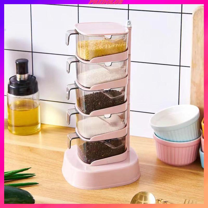 Hộp Đựng Gia Vị Trong Suốt Có Thể Xoay Chiều Dọc Tiện Dụng Cho Nhà Bếp