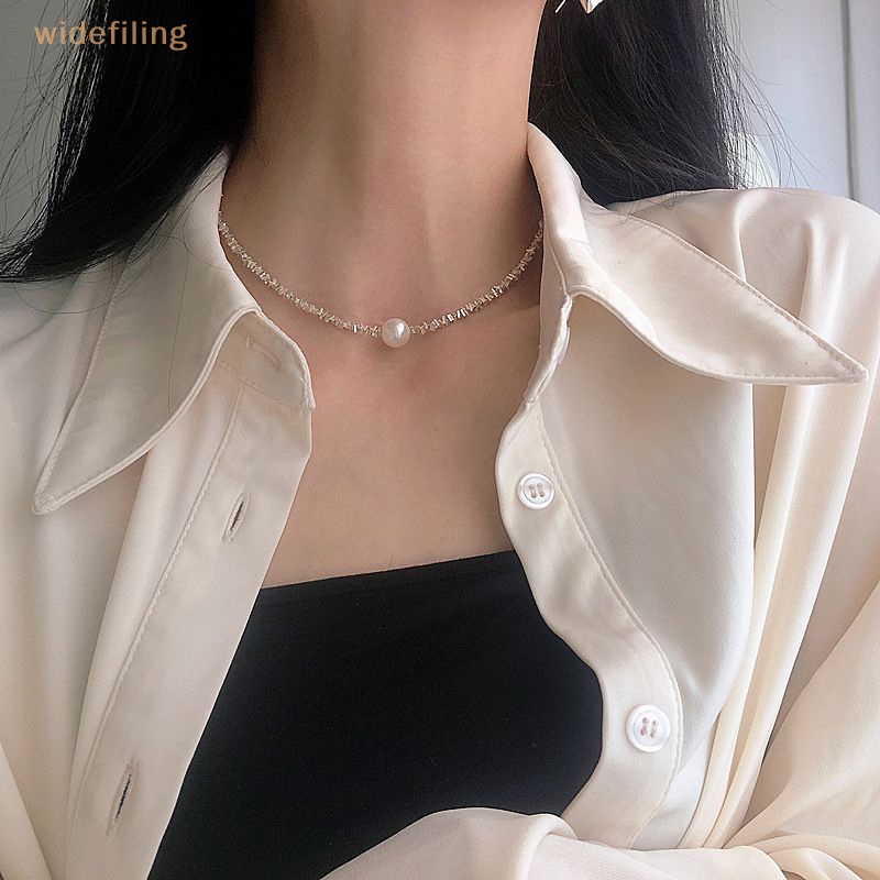 Vòng cổ Mạ Bạc Đính Ngọc Trai Nhân Tạo Lấp Lánh Thời Trang Dành Cho Nữ