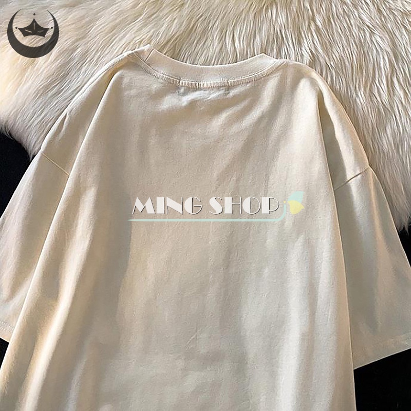 Áo Thun Nữ Ngắn Tay Cổ Tròn In Chữ Thời Trang