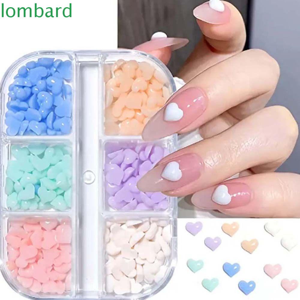 LOMBARD Phụ Kiện Trang Trí Móng Tay Hình Trái Tim 3D Thời Trang Dành Cho Nữ