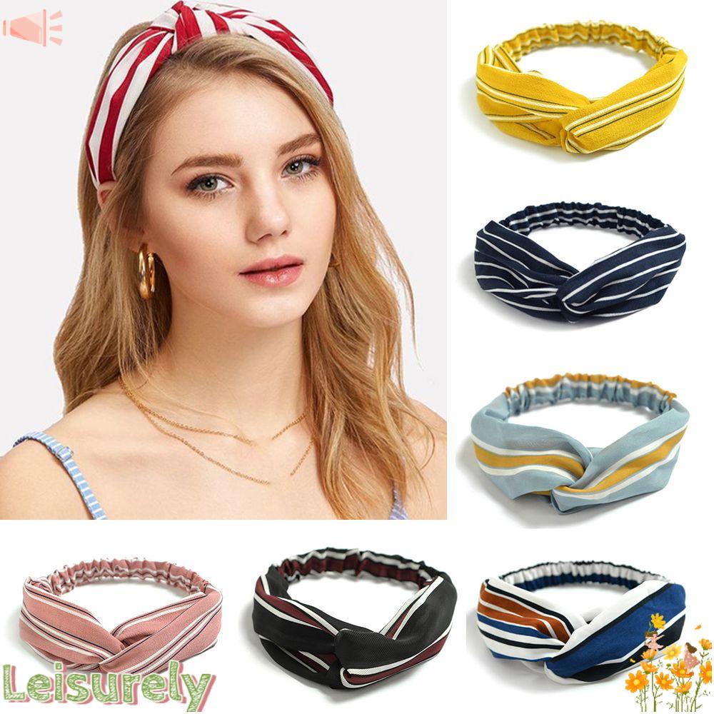 LEILY Băng Đô Vải Họa Tiết Thắt Nút Chéo Phong Cách Bohemian Cho Nữ