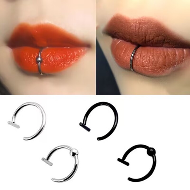 Khuyên Xỏ Mũi / Môi Không Xỏ Lỗ Bằng Thép Không Gỉ Cá Tính Dành Cho Nam Và Nữ