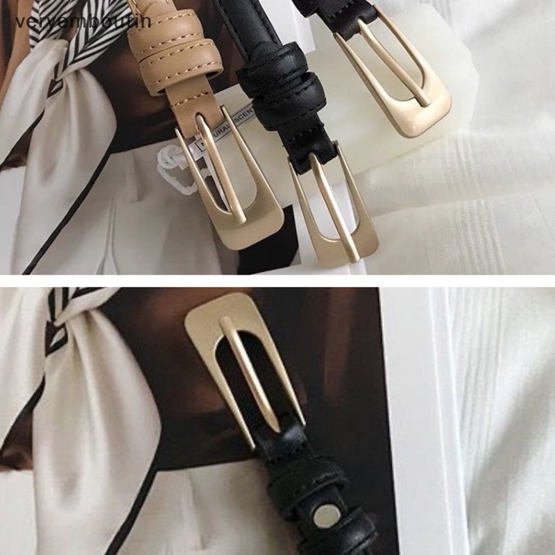 Thắt Lưng Da PU Khóa Kim Loại Kiểu Vintage Thời Trang Cho Nữ