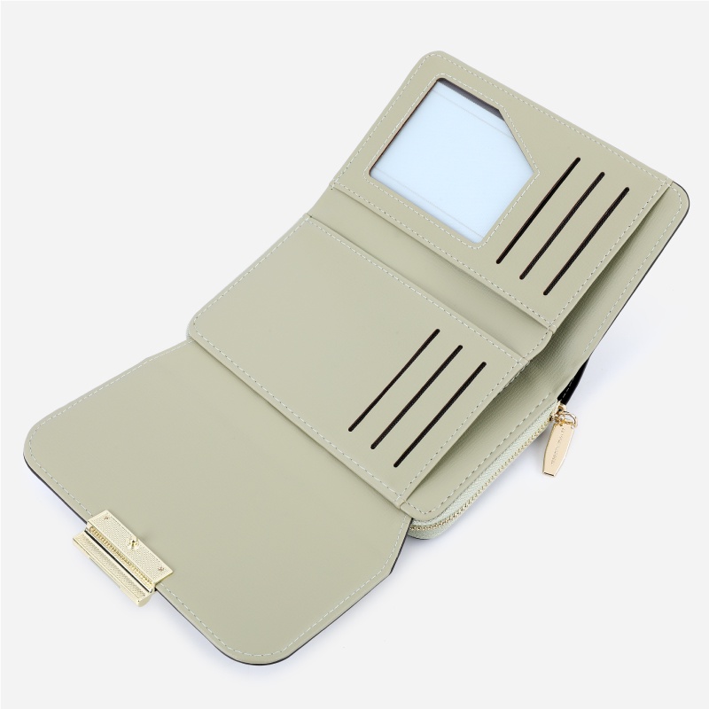 Ví Gấp Ba Đa Năng Màu Trơn Thời Trang Cho Nữ