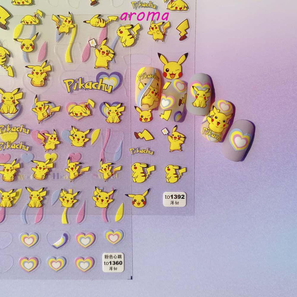 AROMA Miếng Dán Trang Trí Móng Tay Họa Tiết Hoạt Hình Gấu Pooh Winnie Dễ Thương Cho Nữ