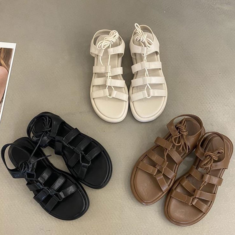 Xăng đan Đế Dày Mềm Mại Phong Cách Retro Thời Trang Cho Nữ