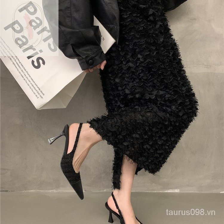 Giày Cao Gót Sandal Da PU Mũi Nhọn Thời Trang Sang Trọng 3-5cm