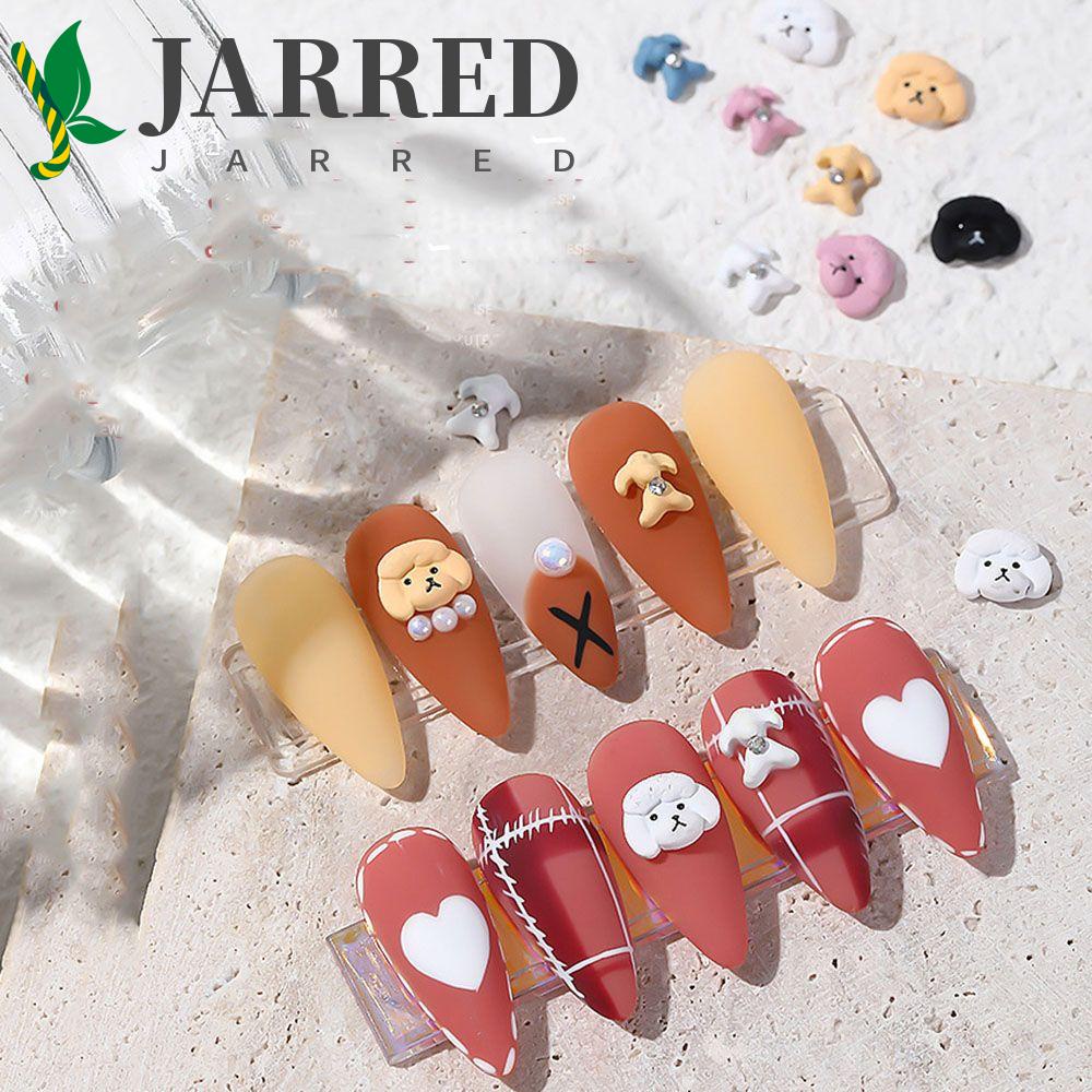 JARRED Phụ Kiện Trang Trí Móng Tay Nghệ Thuật DIY Hình Đầu Chó Hoạt Hình Đáng Yêu