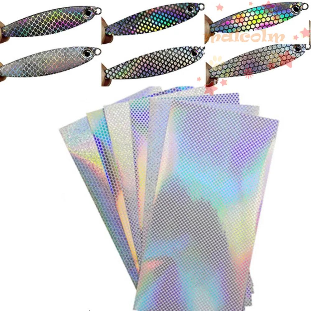 MALCOLM Sticker Màu Bạc Họa Tiết Vảy Cá Chống Thấm Nước Kích Thước 20X10cm Dùng Làm Mồi Câu Cá