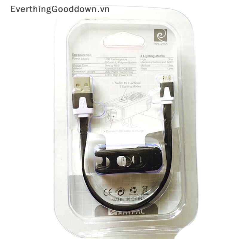 Everthinggood Bộ Đèn Pha LED USB Có Thể Sạc Lại Cho Xe Đạp