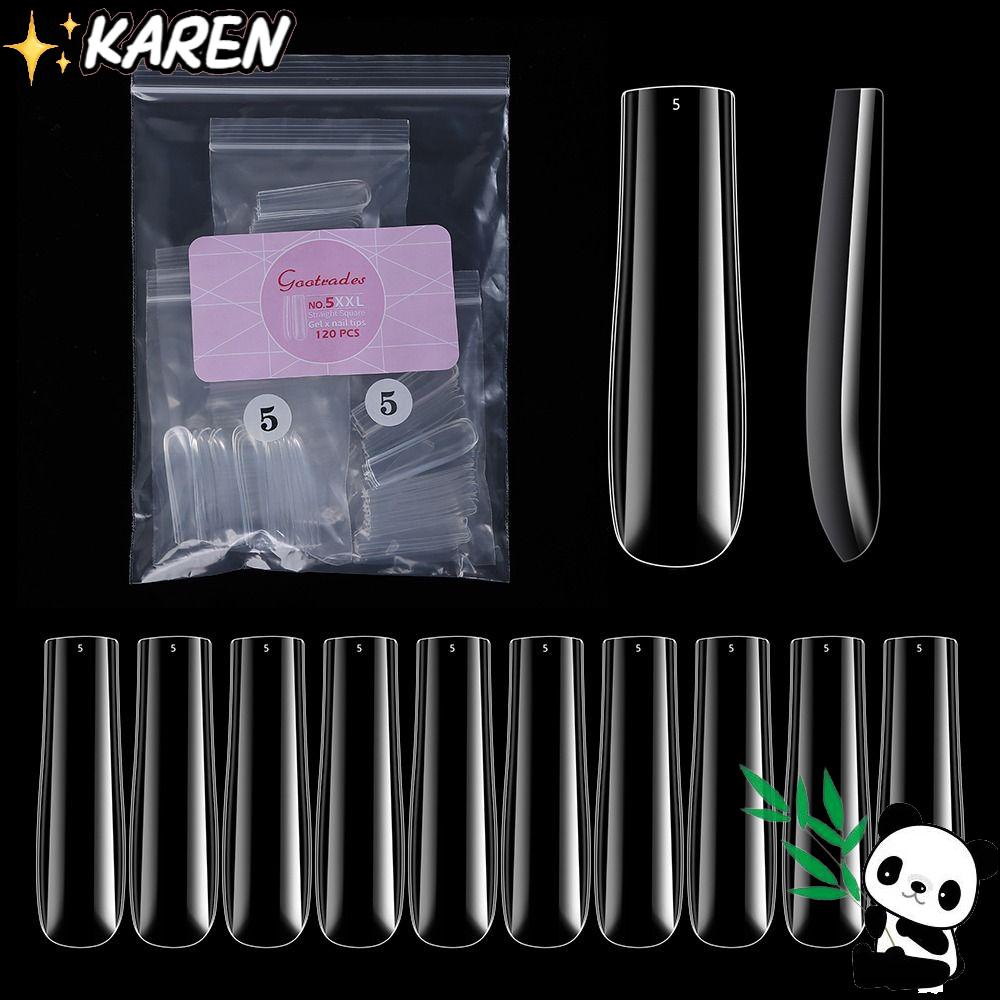 KAREN Bộ 120 Móng Tay Giả Đầu Vuông Ốp