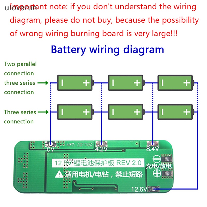 Bảng Mạch Sạc uloverun 3S 20A Li-ion Lithium 18650 PCB BMS 12.6V vn Chất Lượng Cao