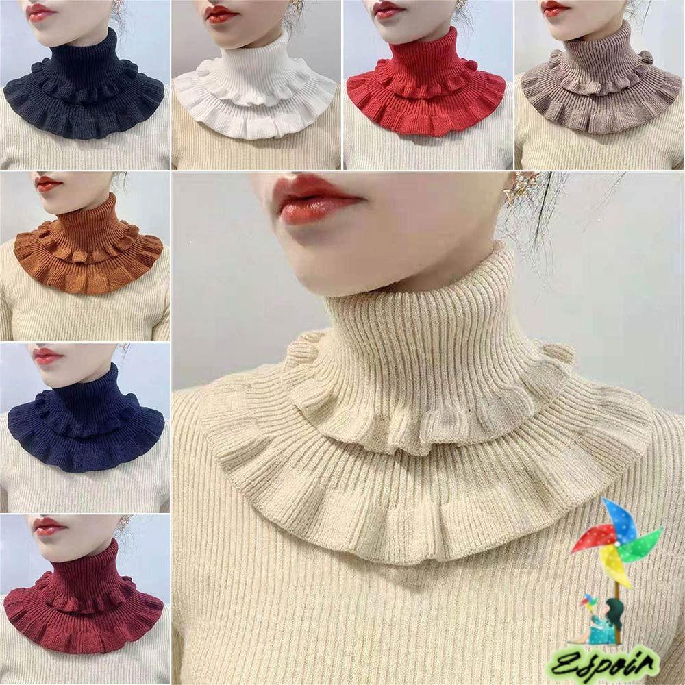 ESPO Cổ Áo Giả Dệt Kim Ấm Áp Thời Trang Có Thể Tháo Rời
