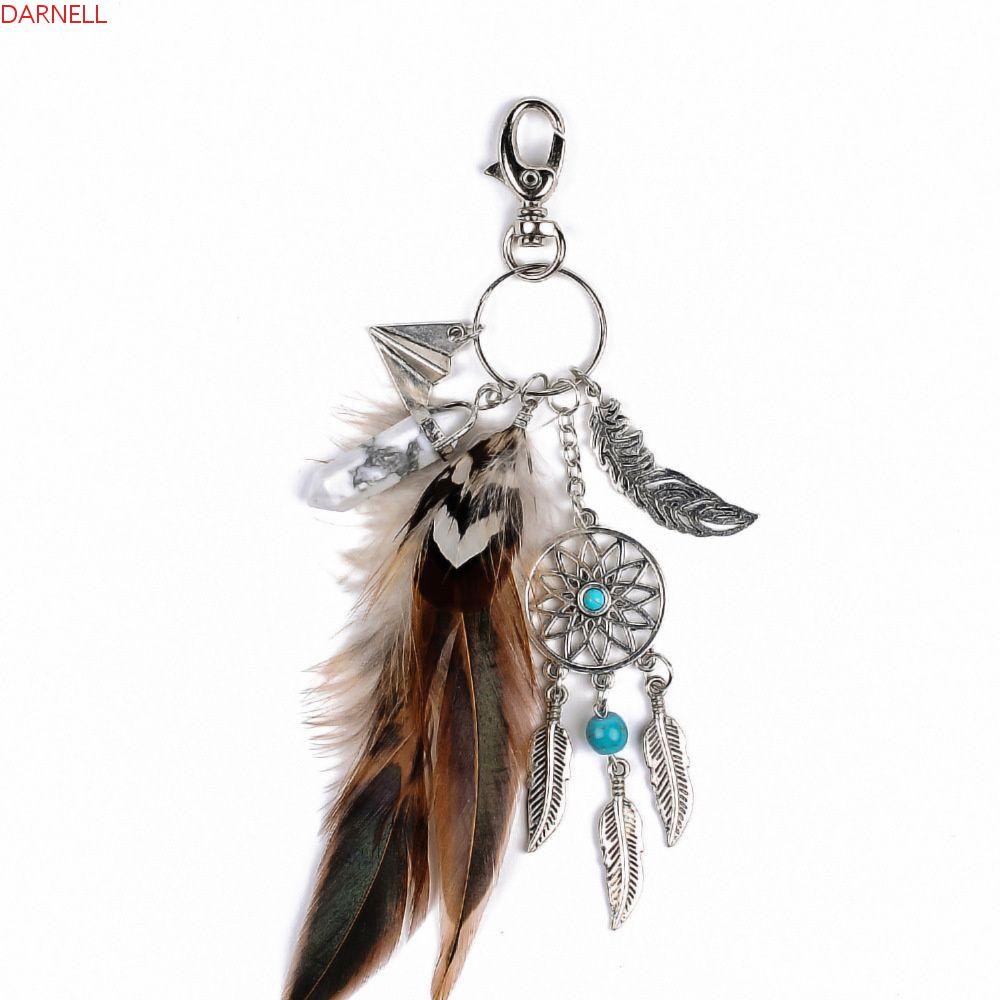DARNELL Móc Khóa Hình Dreamcatcher Phối Lông Vũ Thời Trang