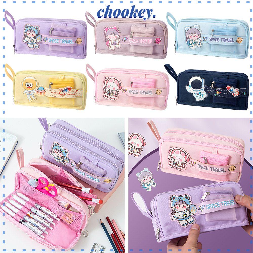 CHOOKEY Túi Đựng Bút Bằng Vải Canvas Sức Chứa Lớn Tiện Dụng