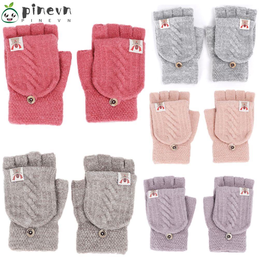 PINEVN Găng Tay Len Hở Ngón Giữ Ấm Cho Nam Và Nữ