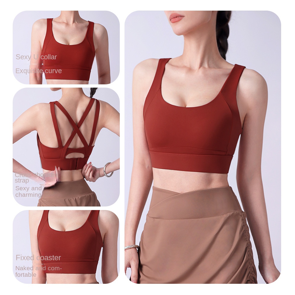 Áo Ngực Thể Thao Một Mảnh Cố Định Chống Sốc Độ Dính Cao Cho Nữ Tập Yoga Chạy Bộ