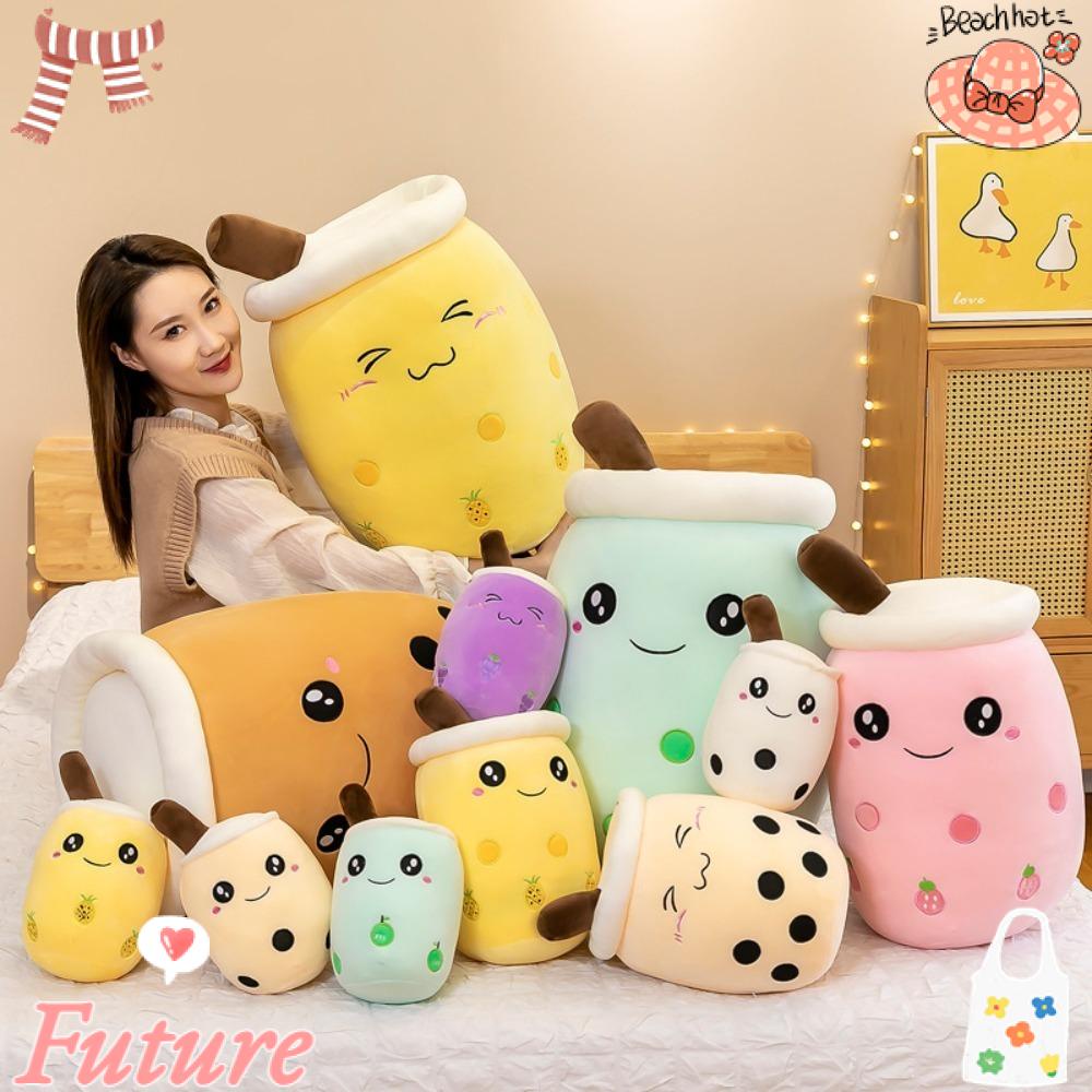 FUTURE Gối Ôm Hình Ly Trà Sữa Nhồi Bông Mềm Màu Hồng Dễ Thương