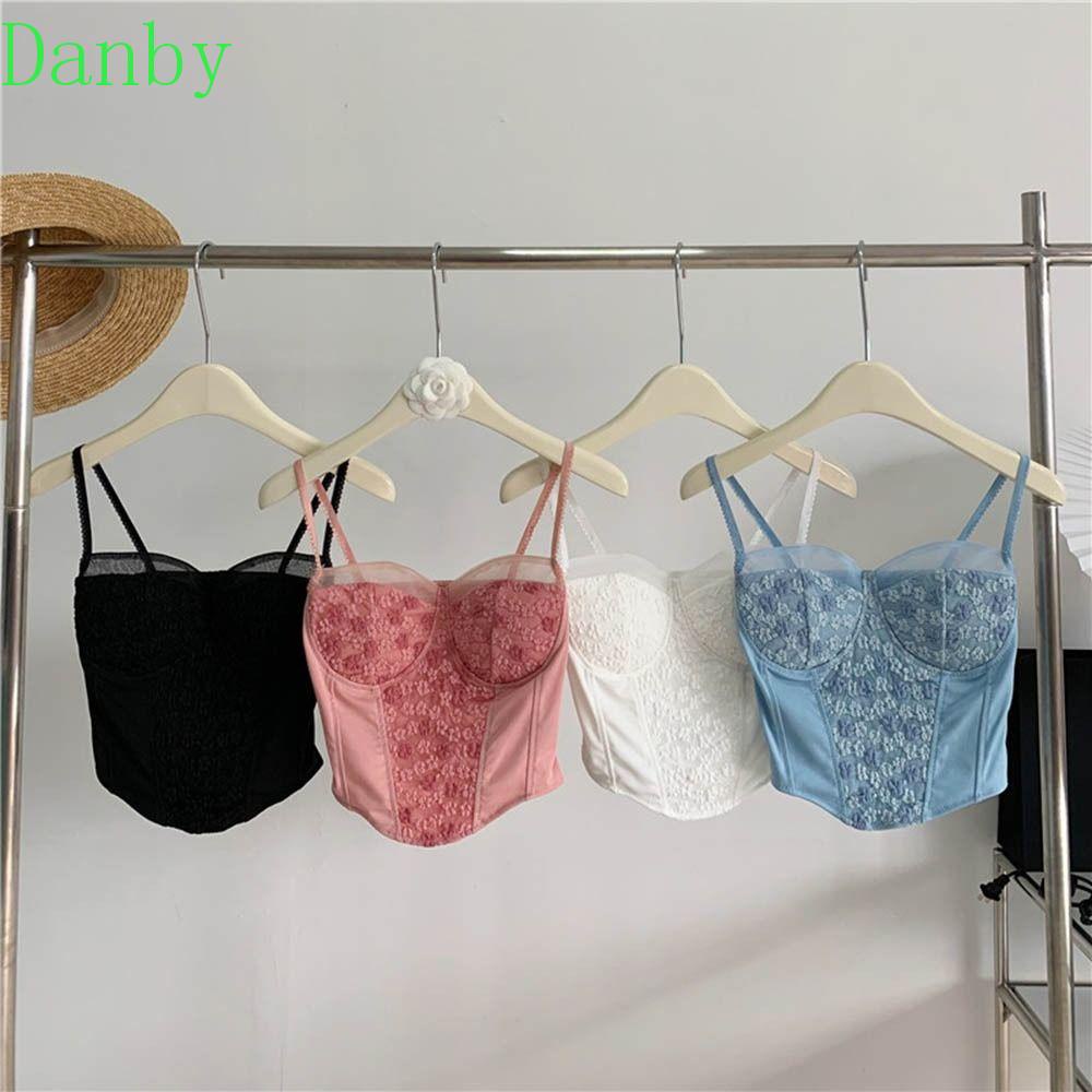 DANBY Áo Lót Hai Dây Phối Ren Hoa Có Mút Đệm Ngực Lưng Dây Dành Cho Nữ