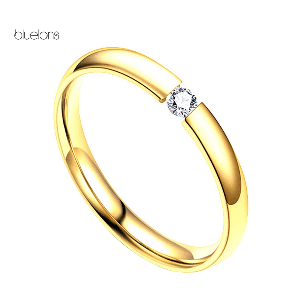 Nhẫn Thép Không Gỉ Đính Đá Zirconia Thời Trang Unisex